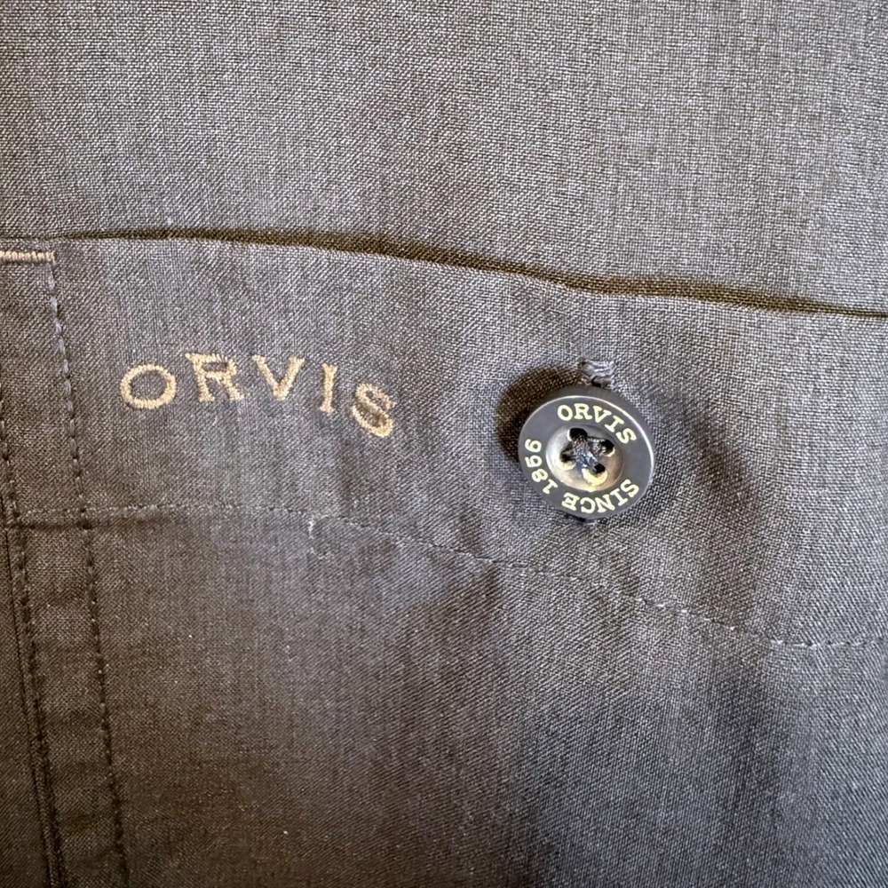 ORVIS Mens Classic Collection Short Sleeve Button Up Shirt Navy L G Polyester - Picture 3 of 6